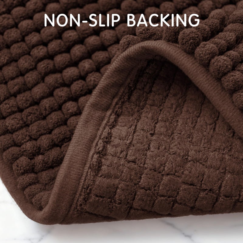 SUBRTEX Bathroom Rugs, 20" x 32" Chenille Bath Rug Soft Short Plush Bath Mat Soft Shower Mat Water Absorbent Shower Mat Quick Dry Machine Washable, Chocolate - Image 4